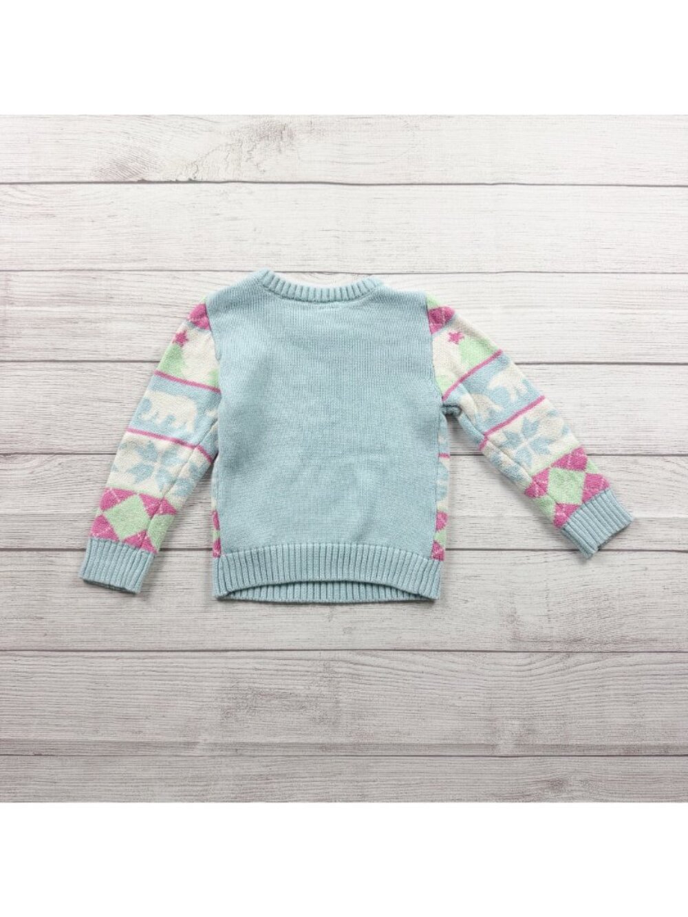 Holiday Time Girls Christmas Sweater Polar Bear Snowflakes Knit Pastel Colors 4T - Picture 3 of 4